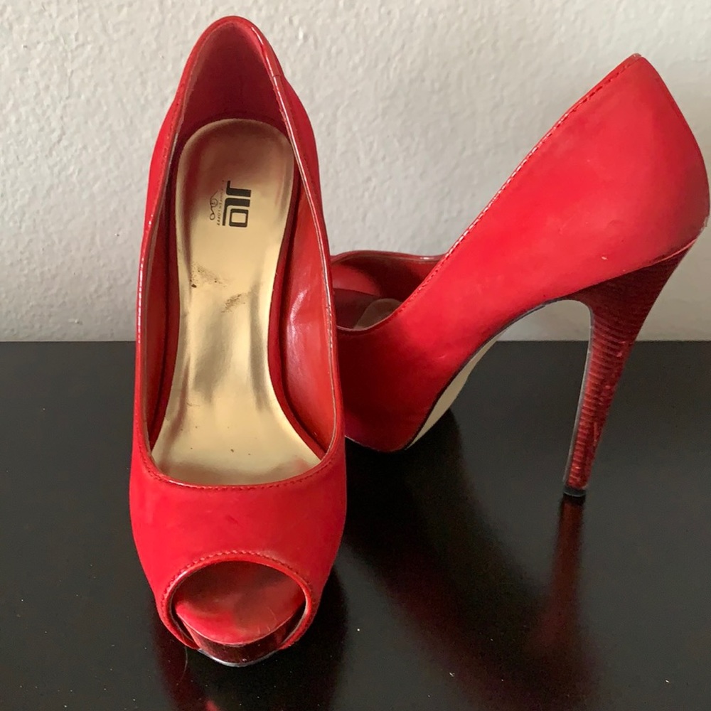 Red platform heels size 6